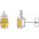 Oval 4 Prong Lightweight Accented Stud Earrings Mounting in 18 Karat White Gold for Oval Stone, 1.05 grams