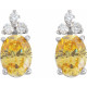 Oval 4 Prong Lightweight Accented Stud Earrings Mounting in 18 Karat White Gold for Oval Stone, 1.05 grams