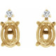 Oval 4 Prong Accented Stud Earrings Mounting in 18 Karat Yellow Gold for Oval Stone, 1 grams