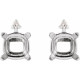 Cushion 4 Prong Earrings Mounting in 18 Karat White Gold for Cushion Stone, 1.23 grams