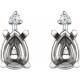 Pear 4 Prong Lightweight Accented Stud Earrings Mounting in 18 Karat White Gold for Pear shape Stone, 0.96 grams