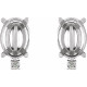 Oval 4 Prong Accented Cabochon Earrings Mounting in 18 Karat White Gold for Oval Stone, 1.26 grams