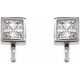 Square Bezel Set Earring Top Mounting in 14 Karat White Gold for Square Stone, 0.15 grams