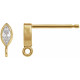 Marquise Bezel Set Earring Top Mounting in 14 Karat Yellow Gold for Marquise Stone, 0.17 grams