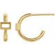 Accented Huggie Earrings Mounting in 14 Karat Yellow Gold for Straight baguette Stone, 0.83 grams