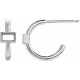 Accented Huggie Earrings Mounting in Sterling Silver for Straight baguette Stone, 0.66 grams
