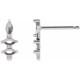 Marquise Bar Earrings Mounting in 14 Karat White Gold for Marquise Stone, 0.23 grams