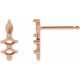 Marquise Bar Earrings Mounting in 14 Karat Rose Gold for Marquise Stone, 0.25 grams