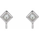 Square Bezel Set Earring Top Mounting in Platinum for Square Stone, 0.5 grams