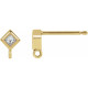 Square Bezel Set Earring Top Mounting in 14 Karat Yellow Gold for Square Stone, 0.33 grams