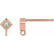 Square Bezel Set Earring Top Mounting in 14 Karat Rose Gold for Square Stone, 0.33 grams