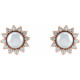 Halo Style Pearl Earrings Mounting in 14 Karat Rose Gold for Pearl Stone, 2.92 grams