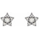 Accented Star Earrings Mounting in Sterling Silver for Round Stone, 0.75 grams