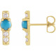 Accented Bar Earrings Mounting in 14 Karat Yellow Gold for Round Stone, 1.66 grams