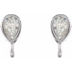 Pear Bezel Set Earring Top Mounting in 14 Karat White Gold for Pear Stone, 0.17 grams