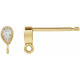 Pear Bezel Set Earring Top Mounting in 14 Karat Yellow Gold for Pear Stone, 0.15 grams