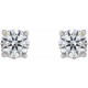 Round 4 Prong Stud Earrings Mounting in 14 Karat White Gold for Round Stone, 1.01 grams