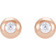 Round Bezel Set Stud Earrings Mounting in 14 Karat Rose Gold for Round Stone, 0.7 grams