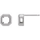Bezel Set Bezel Earrings Mounting in Platinum for Asscher Stone, 0.67 grams
