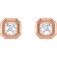 Bezel Set Bezel Earrings Mounting in 14 Karat Rose Gold for Asscher Stone, 0.45 grams