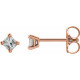 Square 4 Prong Stud Earrings Mounting in 14 Karat Rose Gold for Square Stone, 0.59 grams