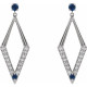 Accented Geometric Earrings Mounting in 14 Karat White Gold for Round Stone, 5.55 grams