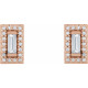 Halo Style Earrings Mounting in 14 Karat Rose Gold for Straight baguette Stone, 1.47 grams