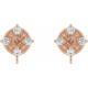 Round 4 Prong Earring Top Mounting in 14 Karat Rose Gold for Round Stone, 0.48 grams