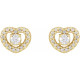 Halo Style Heart Earrings Mounting in 14 Karat Rose Gold for Round Stone, 1.69 grams