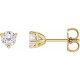 Round 3 Prong Moissanite Stud Earrings Mounting in 14 Karat Yellow Gold for Round Stone, 0.81 grams