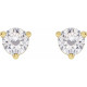 Round 3 Prong Moissanite Stud Earrings Mounting in 14 Karat Yellow Gold for Round Stone, 0.81 grams