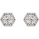 Round 6 Prong Halo Style Stud Earrings Mounting in 14 Karat White Gold for Round Stone, 1.12 grams