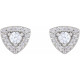 Halo Style Earrings Mounting in Platinum for Round Stone, 2.71 grams