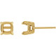 Cushion 4 Prong Claw Prong Stud Earrings Mounting in 14 Karat Yellow Gold for Cushion Stone, 0.63 grams