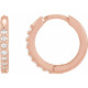 Accented Huggie Earrings Mounting in 14 Karat Rose Gold for Round Stone, 1.78 grams