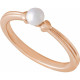 14K Rose Cultured White Freshwater Pearl Heart Ring