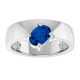 14K White Lab-Grown Blue Sapphire Asymmetric Solitaire Ring
