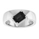 Platinum Natural Black Onyx Asymmetric Solitaire Ring