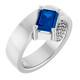 Platinum Lab-Grown Blue Sapphire Asymmetric Solitaire Ring
