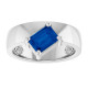 Platinum Lab-Grown Blue Sapphire Asymmetric Solitaire Ring