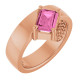14K Rose Lab-Grown Pink Sapphire Asymmetric Solitaire Ring