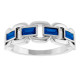 14K White Lab-Grown Blue Sapphire Chain Link Ring