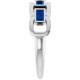 14K White Lab-Grown Blue Sapphire Chain Link Ring