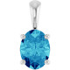 14K White Natural Blue Zircon Pendant