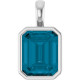 14K White Natural London Blue Topaz Pendant