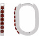 Platinum Natural Mozambique Garnet 14 mm Hoop Earrings