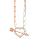 14K Rose 1/8 CTW Natural Diamond Heart & Arrow 16" Necklace 