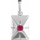 14K White Natural Ruby Pendant