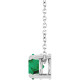 Sterling Silver 6 mm Natural Emerald 16-18" Necklace