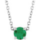 Sterling Silver 4 mm Natural Emerald 16-18" Necklace